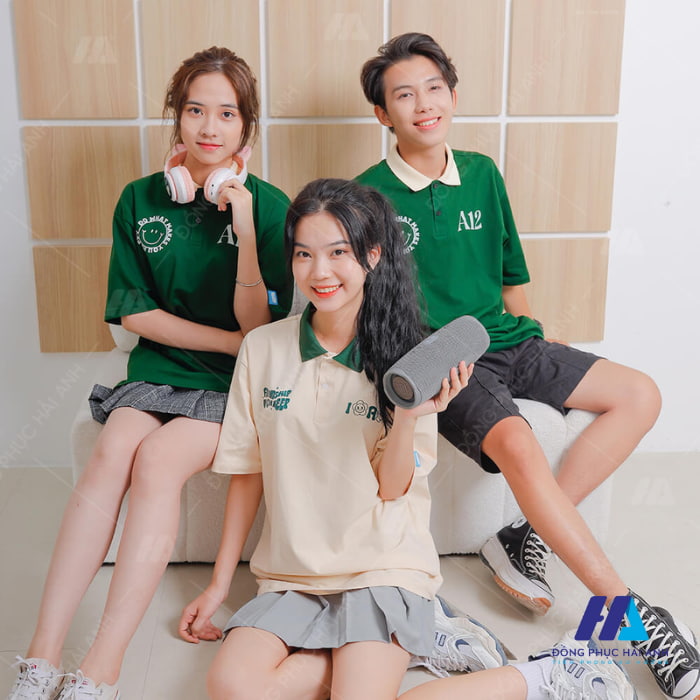 mẫu áo lớp màu xanh lá cây
