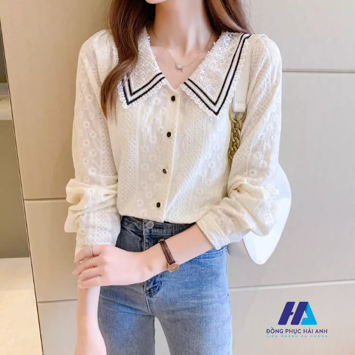 Áo sơ mi nữ pha ren có cực nhiều mẫu mã để lựa chọn cho các lứa tuổi