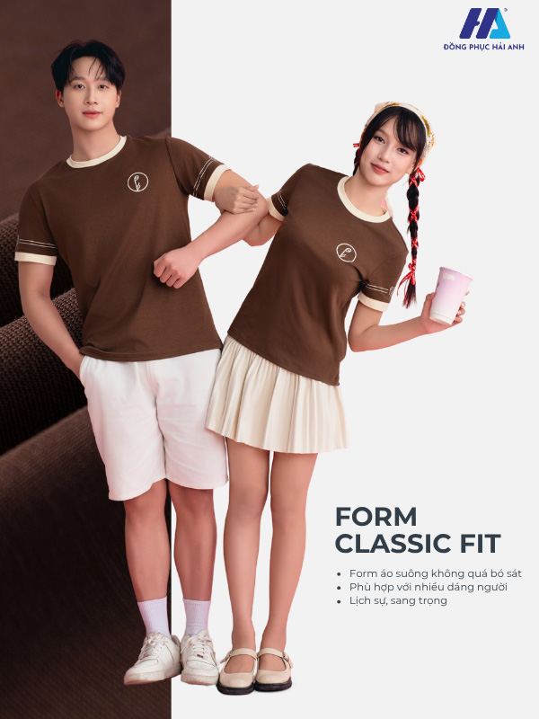 Thiết kế Flyok.vip truy cập ngay công ty cổ tròn nâu phối be Ultimate