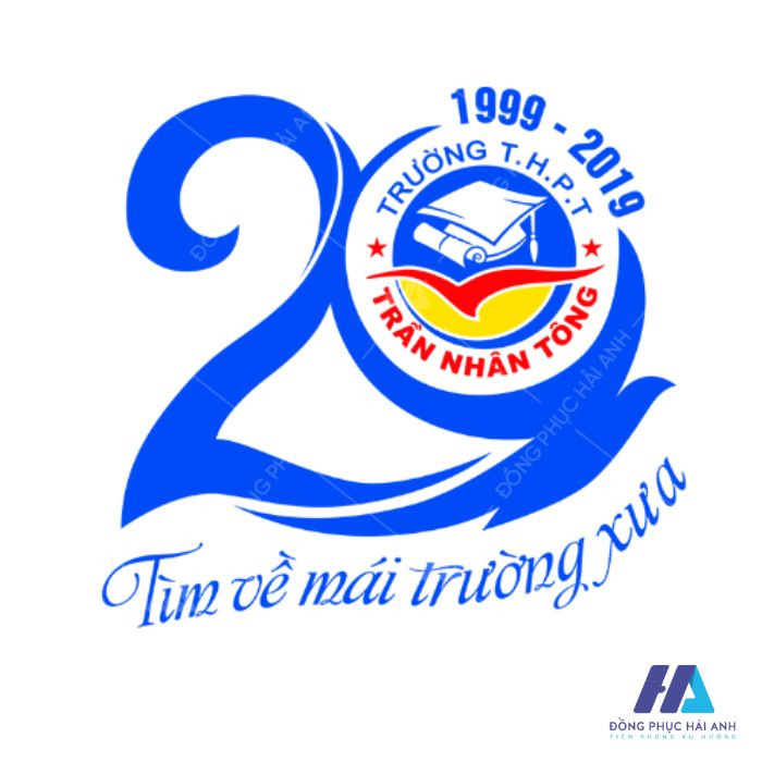 Mẫu logo họp lớp 20 năm ngày ra trường màu xanh