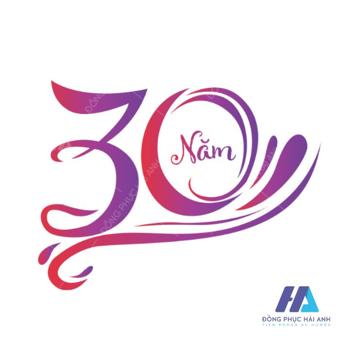 Mẫu logo kỷ niệm 30 năm tốt nghiệp màu sắc pha phối 