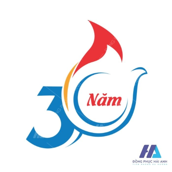 Mẫu logo kỷ niệm 30 năm ngày ra trường kết hợp ngọn lửa 