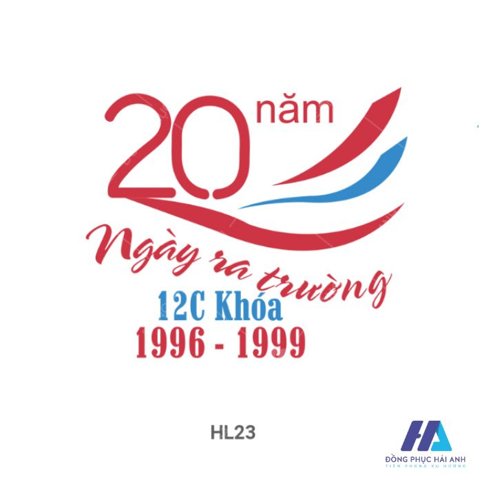 Mẫu logo kỷ niệm 20 năm ngày ra trường màu đỏ xanh