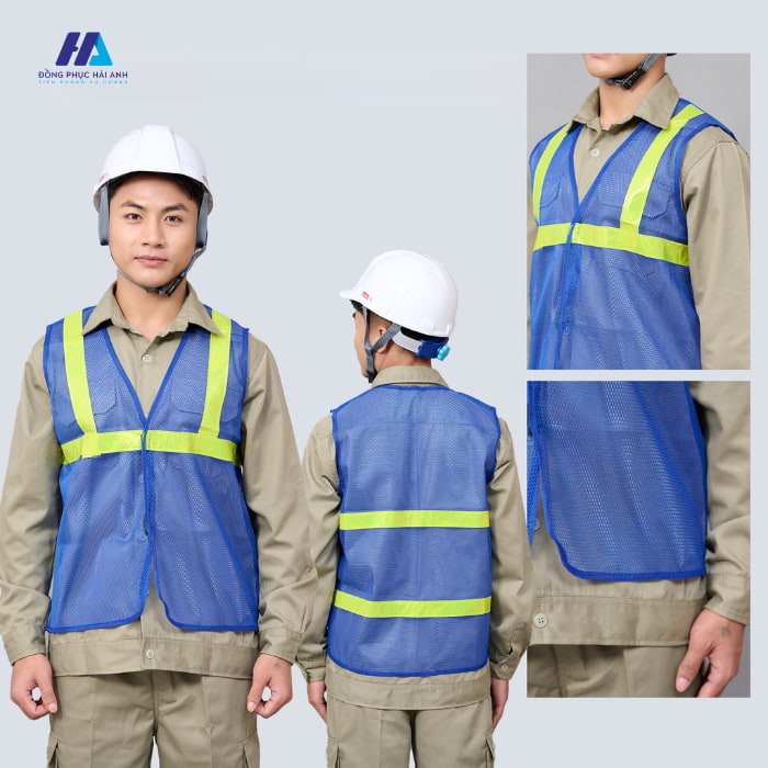 áo gile bảo hộ lao động 02 màu bích vải lưới