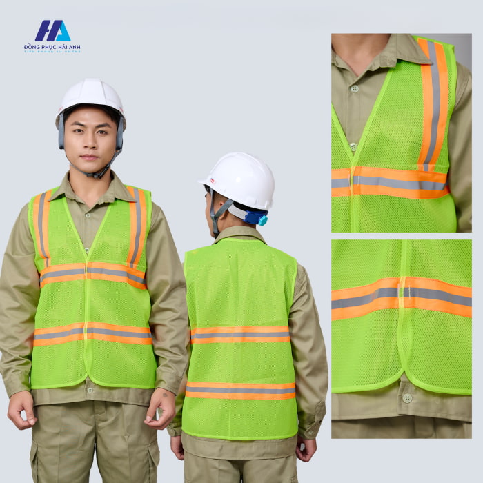 áo gile bảo hộ lao động 04 màu chuối phối cam vải lưới 3M