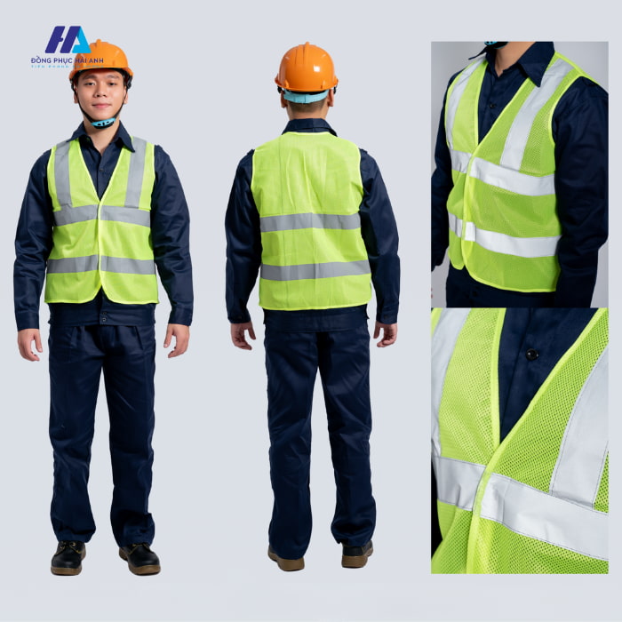 áo gile bảo hộ lao động 04 màu chuối vải lưới 3M