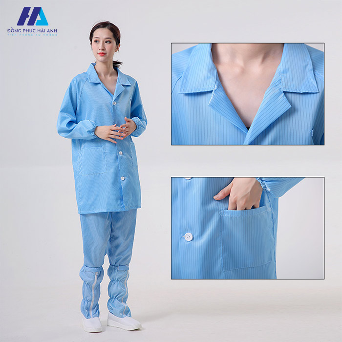 Mẫu áo khoác bảo hộ phòng sạch chuyên nghiệp, chất lượng