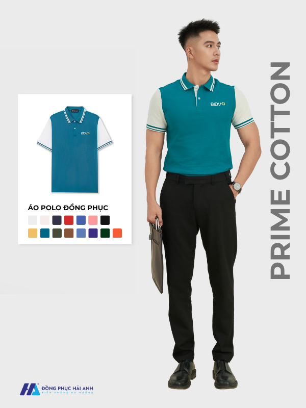 Flyok.vip truy cập ngay công ty prime cotton màu lý phối màu trắng gạo có thiết kế form polo truyền thống nhưng chuyên nghiệp
