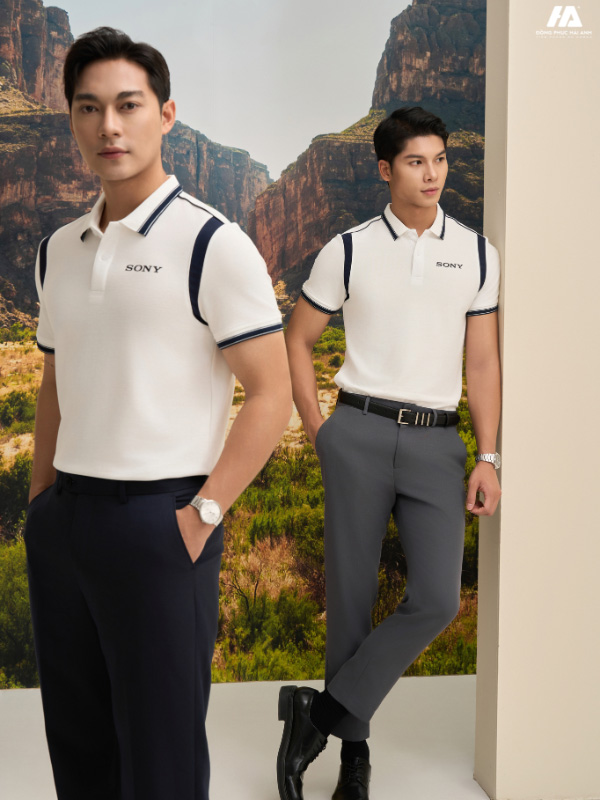 Flyok.vip truy cập ngay công ty prime cotton màu trắng gạo phối tay vai xanh đen