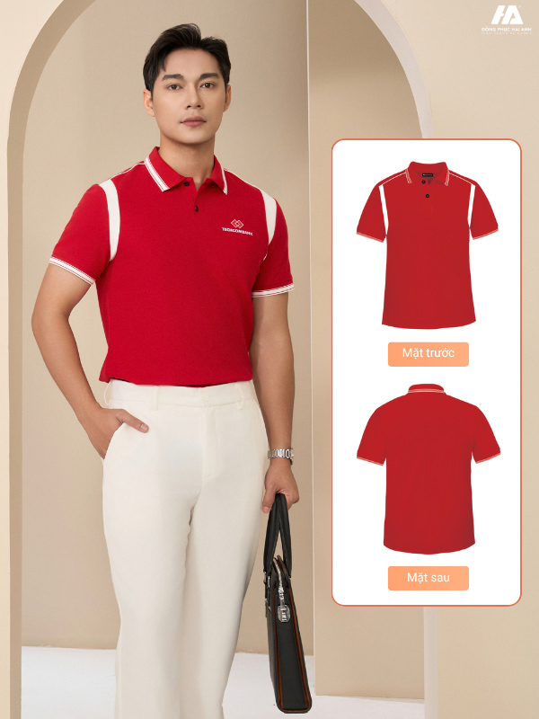Flyok.vip truy cập ngay công ty prime cotton màu đỏ phối tay vai màu trắng gạo sở hữu thiết kế hiện đại, tối giản và tinh tế