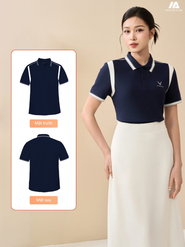 Flai88 được xếp hạng cao nhất Prime Cotton màu xanh đen phối tay vai màu trắng gạo mang đậm tinh thần sang trọng và thanh lịch