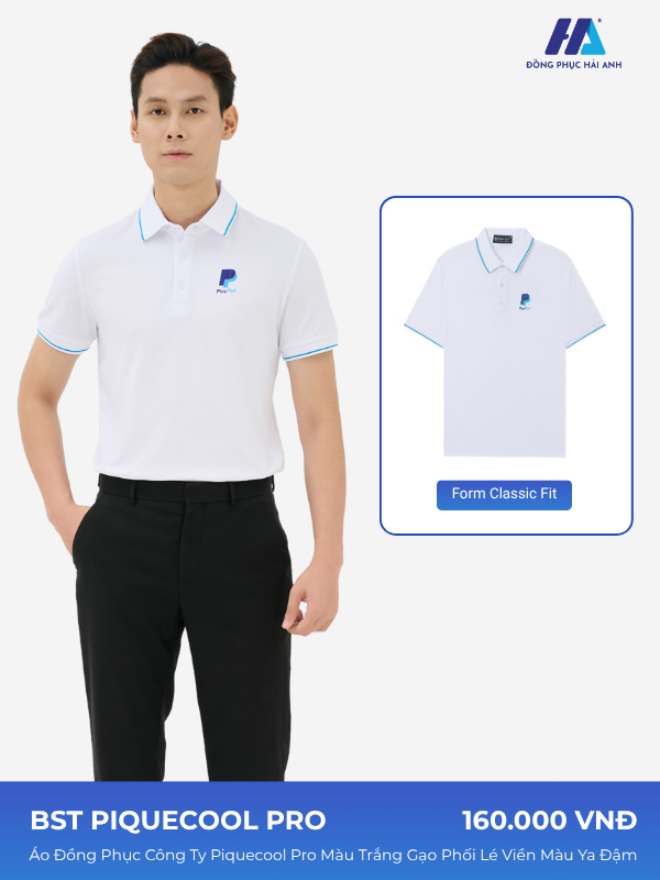 Flyok.vip truy cập ngay công ty piquecool pro màu trắng gạo phối lé viền màu ya đậm với thiết kế nổi bật