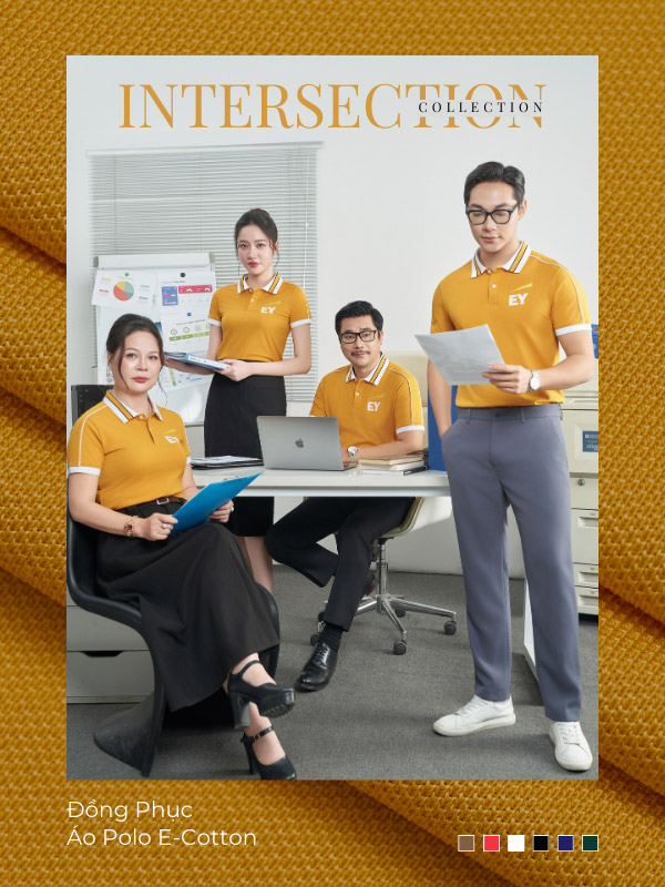 Áo thun Nhà Cái FLY88.COM Xanh Chín, Uy Tín Tặng 188k công ty Ecotton màu vàng cúc phối trắng gạo gây ấn tượng với thiết kế hài hòa cùng gam màu tươi sáng