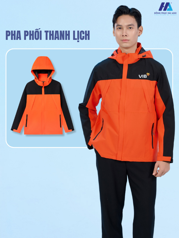 Áo gió Nhà Cái FLY88.COM Xanh Chín, Uy Tín Tặng 188k công ty WB02 màu cam phối đen sở hữu thiết kế hợp xu hướng, tiện dụng