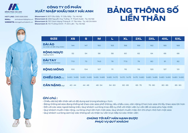 Bảng size chuẩn mẫu Nhà Cái FLY88.COM Xanh Chín, Uy Tín Tặng 188k bảo hộ phòng sạch liền thân
