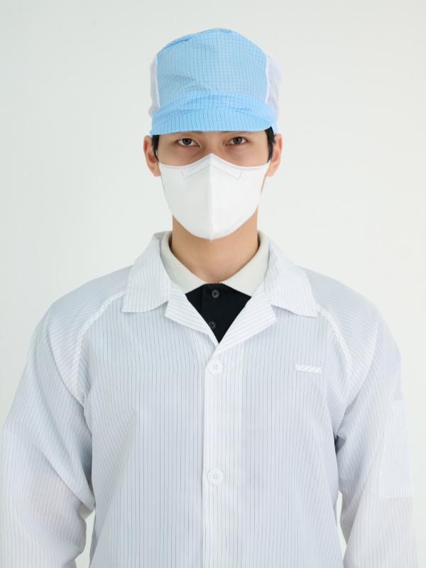 Mũ phòng sạch lưỡi trai phối lưới 01 kẻ caro xanh biển