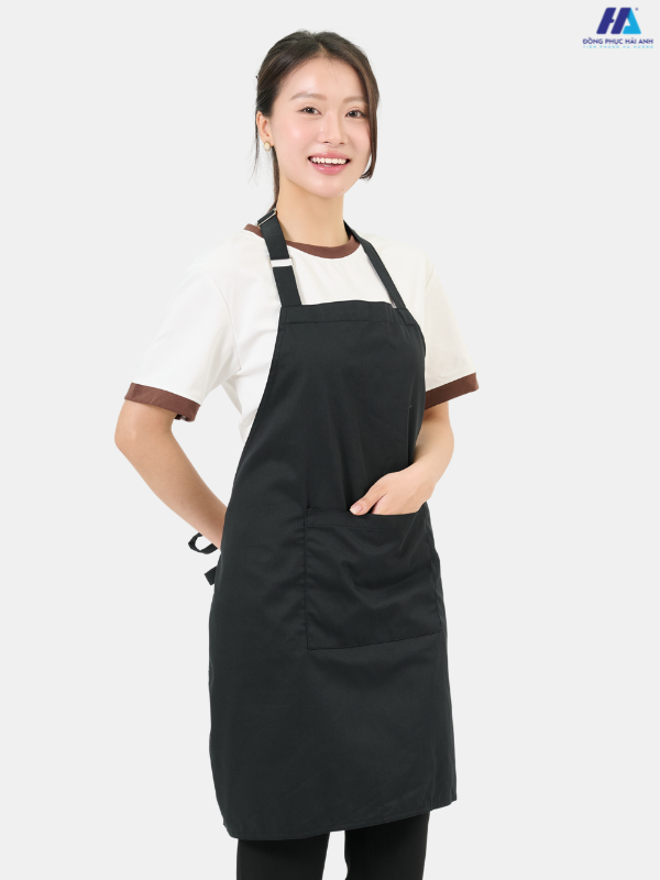 Tạp dề yếm trơn màu đen