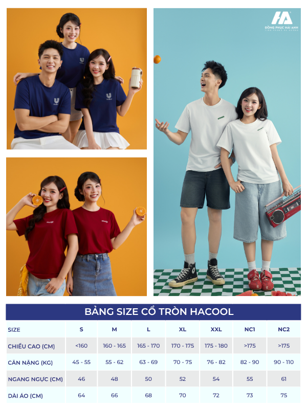 Tham khảo bảng size mẫu Flyok.vip truy cập ngay cổ tròn Hacool 