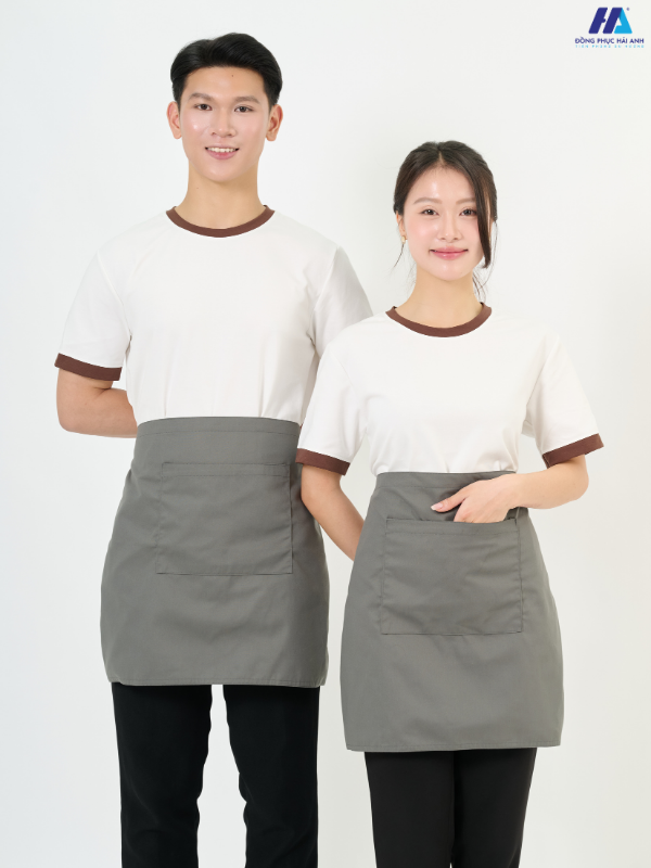 Tạp dề ngắn trơn màu ghi