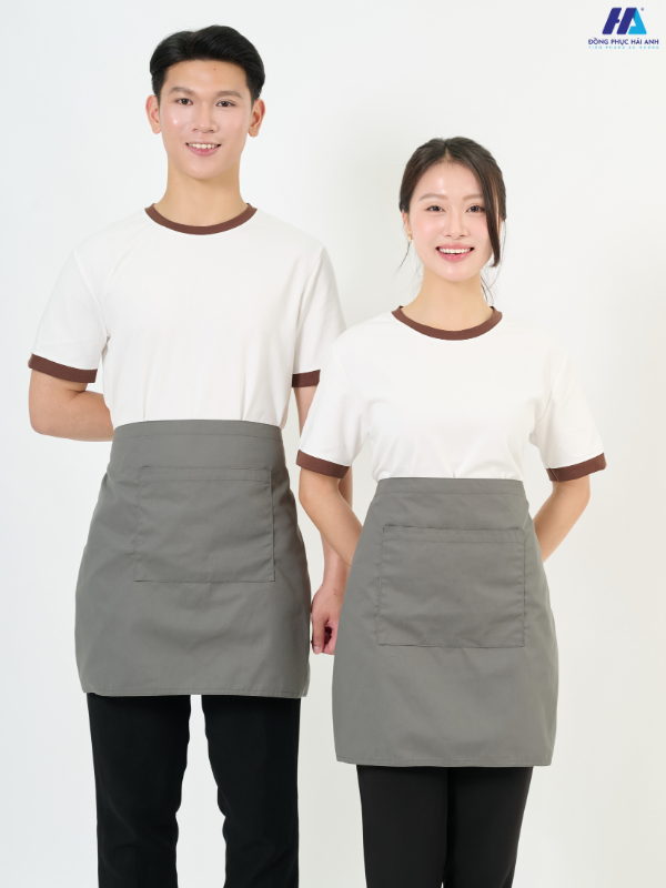 Tạp dề ngắn trơn màu ghi