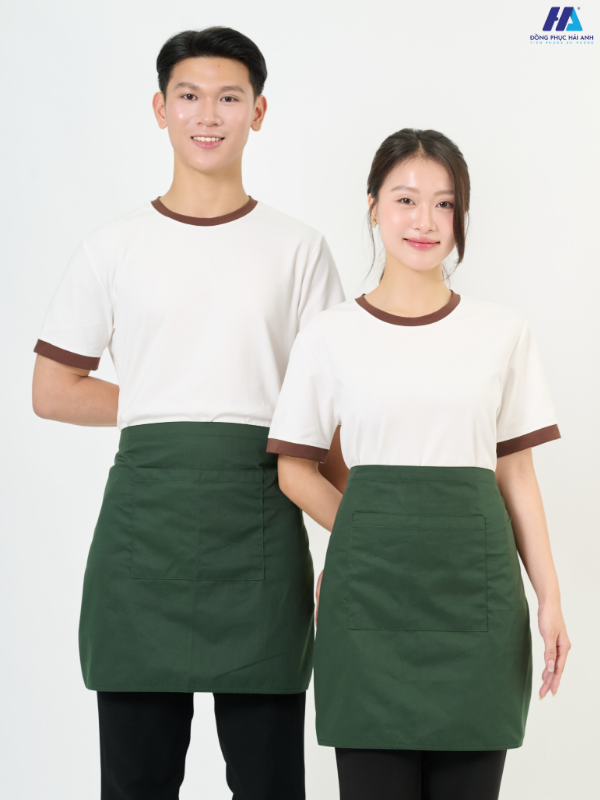 Tạp dề ngắn trơn màu ve chai