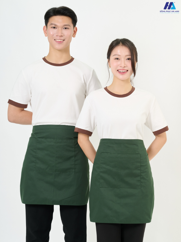 Tạp dề ngắn trơn màu ve chai